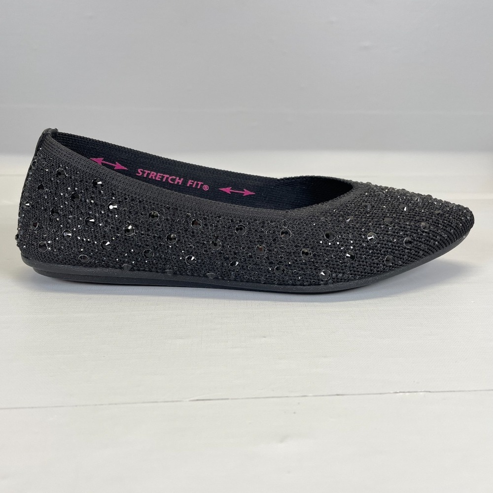 Skechers Cleo Point Gleam N' Glow Ballet Flats Womens Size 6 Black Slip On Shoes